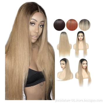 26 inches Long Human Hair Lace Front Wigs For Black Women, Pre Plucked Natural Hairline 4X4 Ombre Lace Wigs With Baby Hair